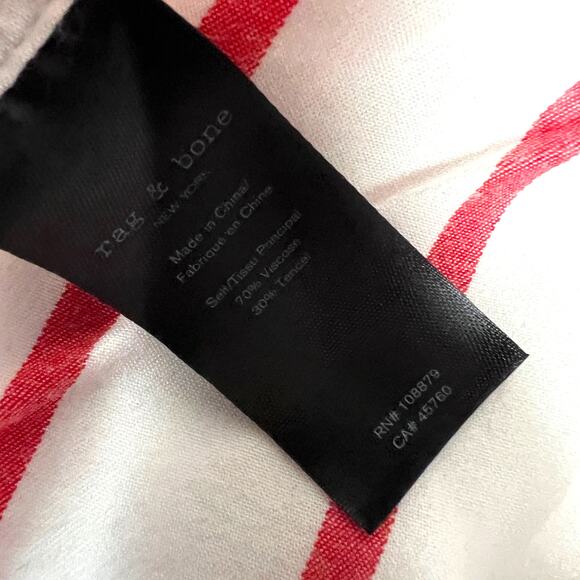 Rag & Bone Relaxed Fit Shirt Button Down Short Sleeve Stripe Women's L Red White - Picture 8 of 11